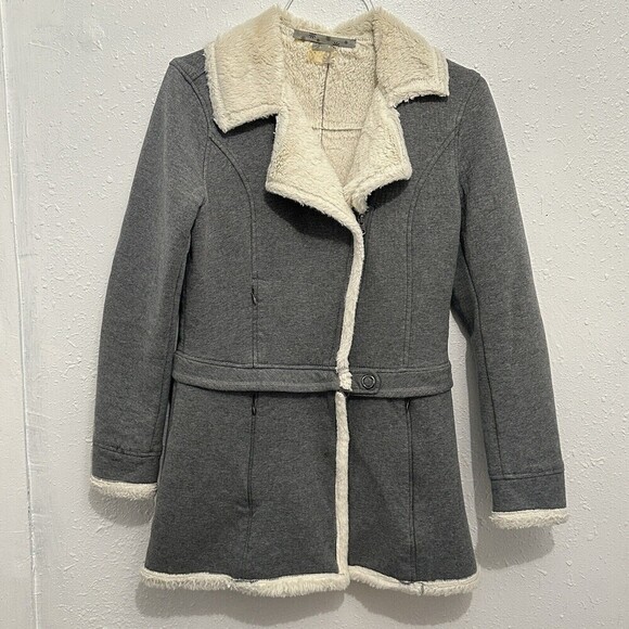 Athleta Jackets & Blazers - Athleta Women’s Size S Heather Gray Faux Ivory Sherpa Convertible Jacket Coat